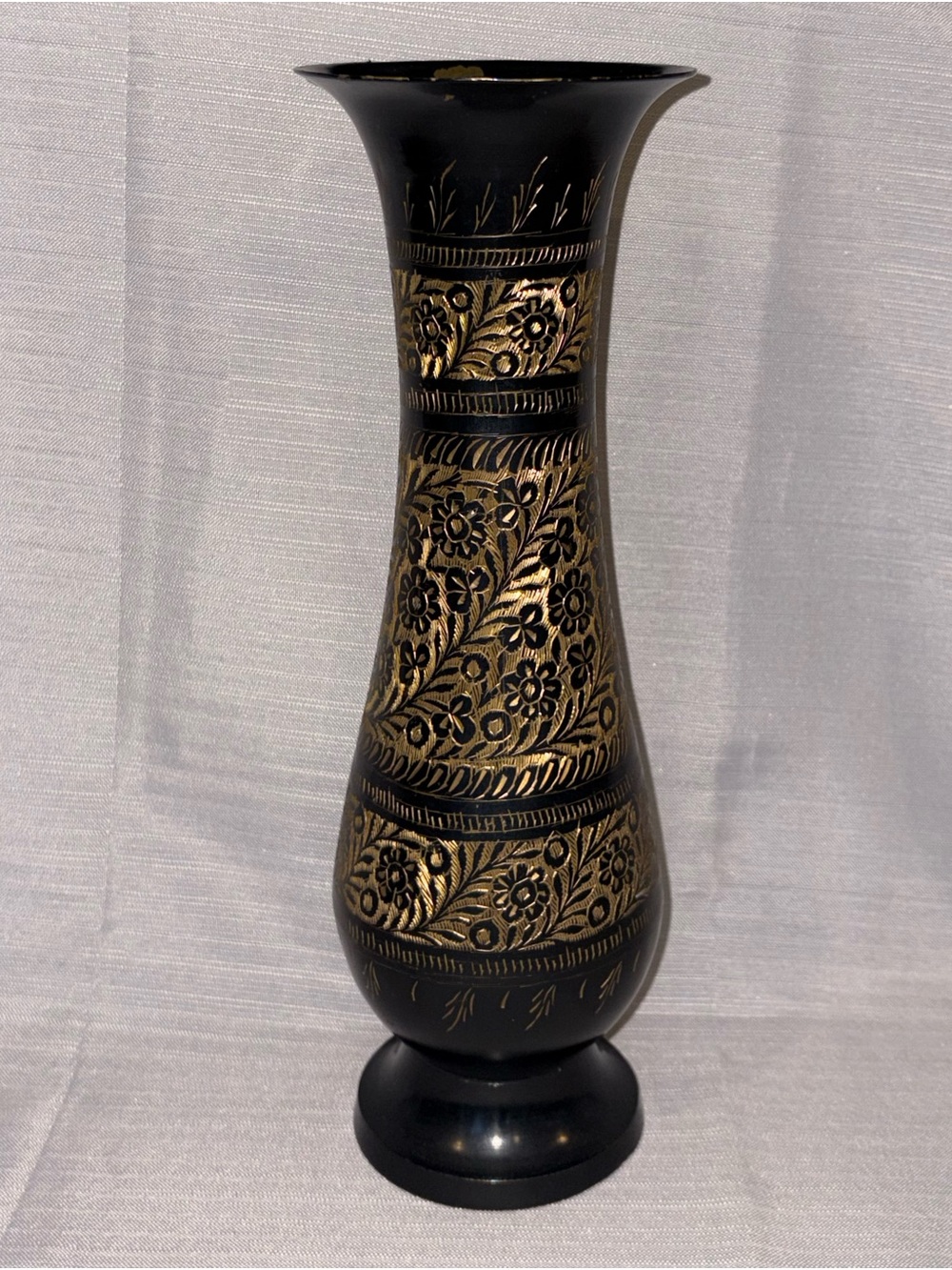 Black and Gold Floral Brass Vase - Home Accents M89